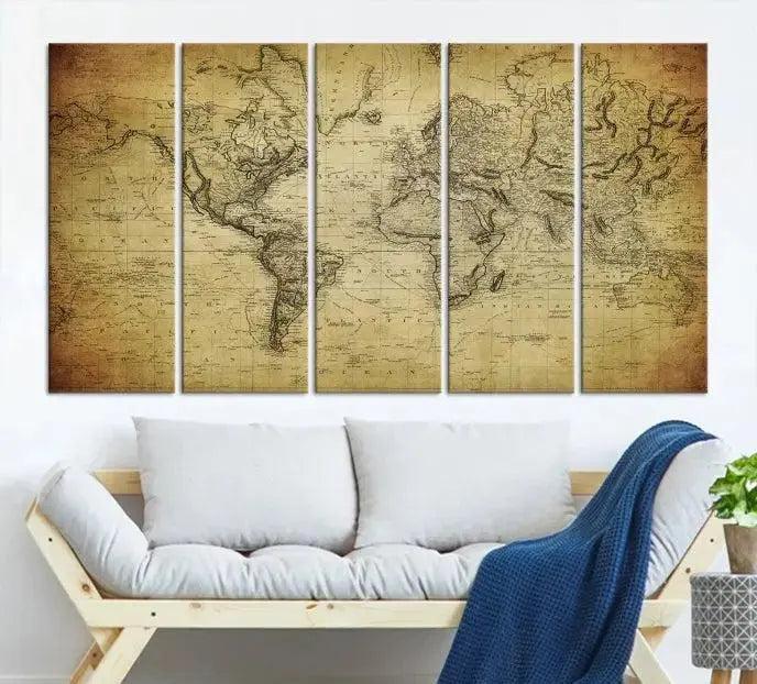 Edit-Images-Vintage World Map Wall Art Old Style Classic Map Canvas Print