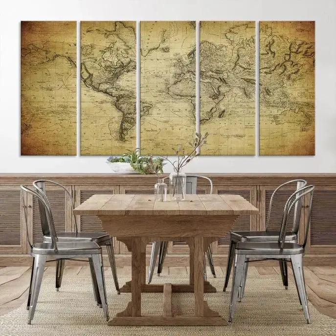 Edit-Images-Vintage World Map Wall Art Old Style Classic Map Canvas Print