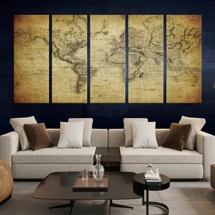 Edit-Images-Vintage World Map Wall Art Old Style Classic Map Canvas Print