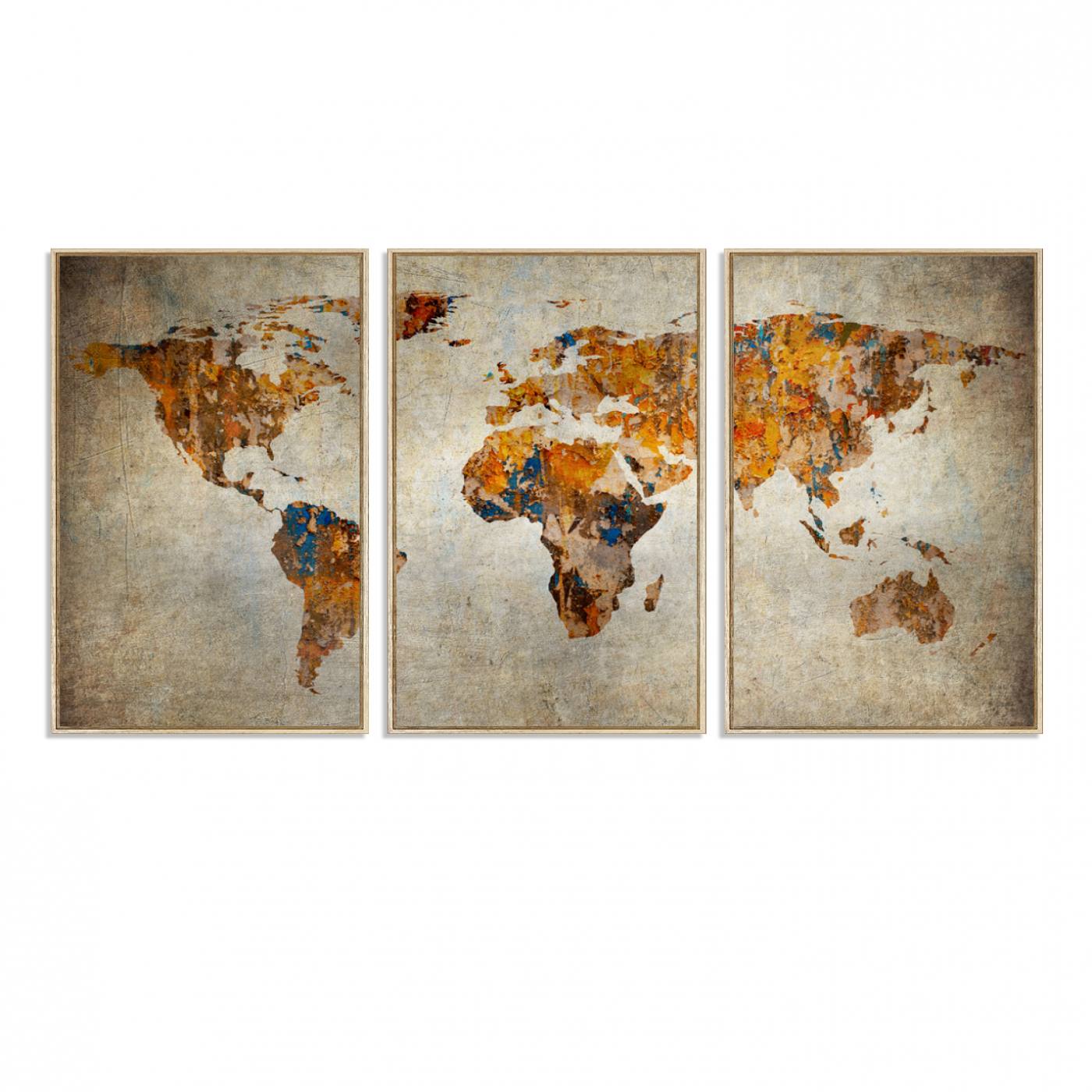 59464-MGV-FC-60X30-3P_Natural-Vintage World Map World Map Canvas Print