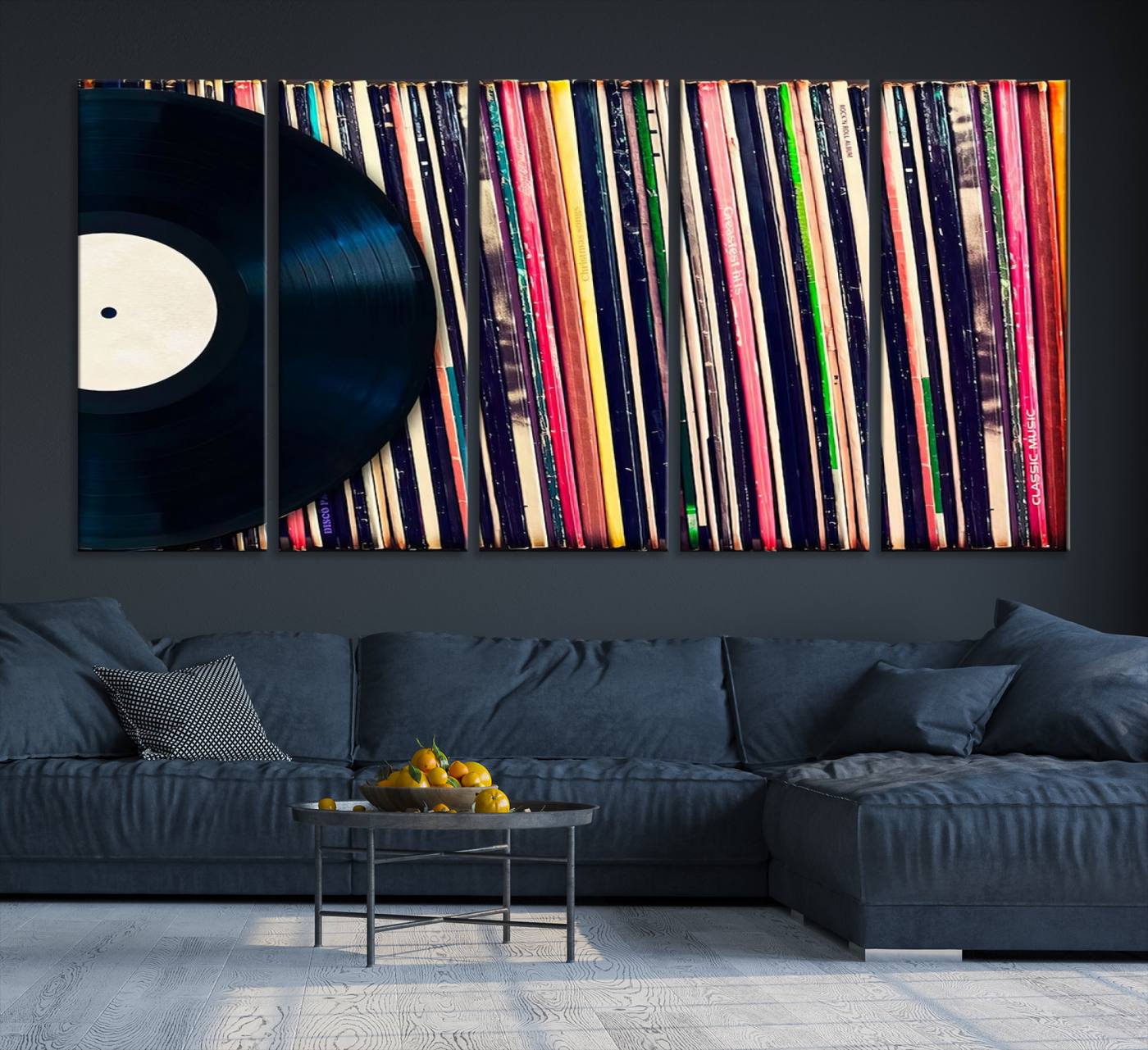 45029-MGV-CV-36X24-Vinyl Record and Album Collection Canvas Wall Art - Retro Music Decor, Vintage Vinyl, Vinyl Record Canvas Print