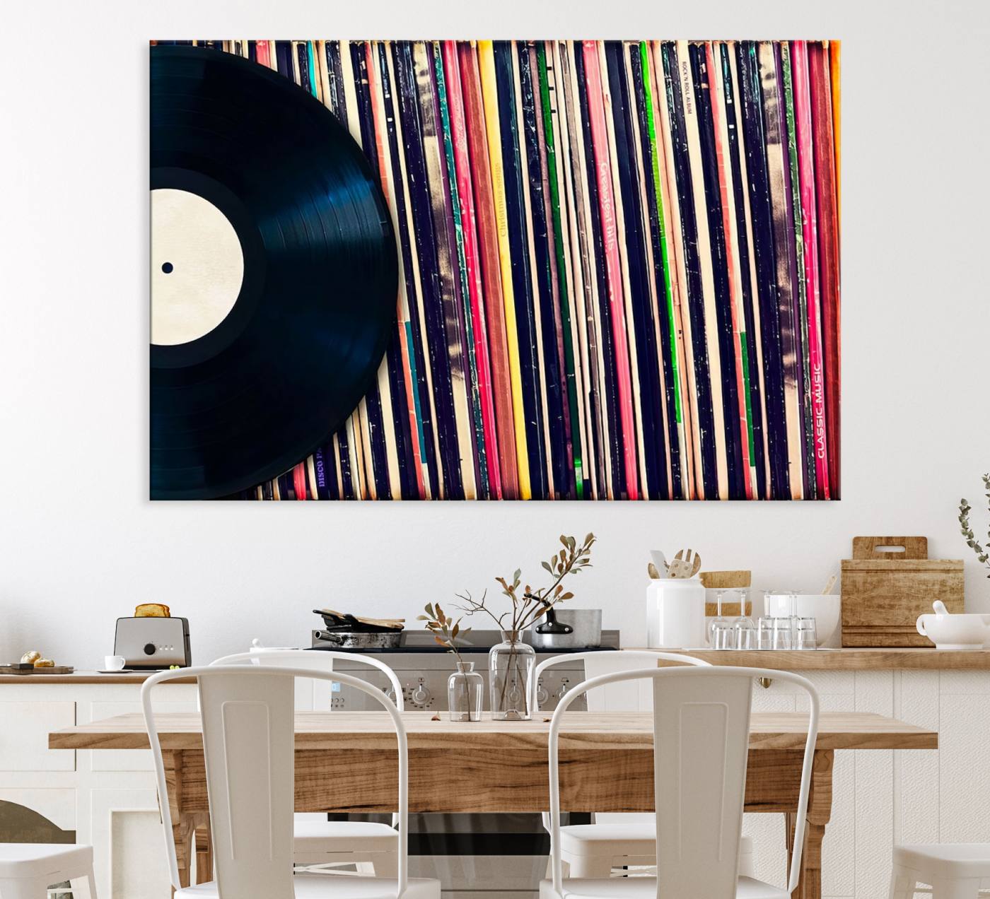 45029-MGV-CV-36X24-Vinyl Record and Album Collection Canvas Wall Art - Retro Music Decor, Vintage Vinyl, Vinyl Record Canvas Print