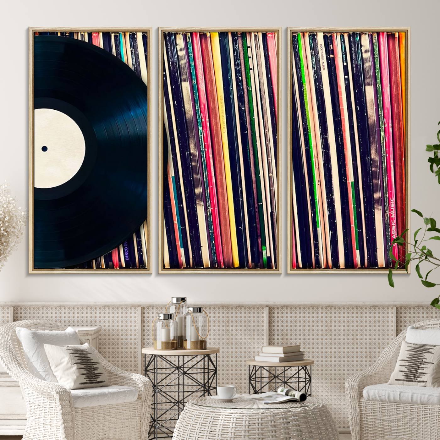 45029-MGV-CV-36X24-Vinyl Record and Album Collection Canvas Wall Art - Retro Music Decor, Vintage Vinyl, Vinyl Record Canvas Print