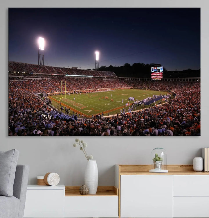 The Virginia Cavaliers Football Team Print - Charlottesville Scott Stadium Wall Art Canvas Print features a gallery-quality finish.