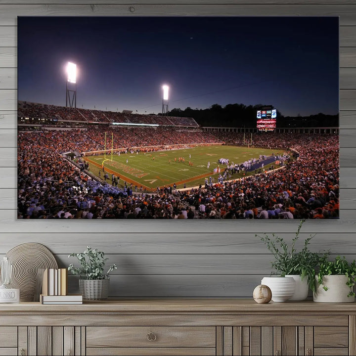 The Virginia Cavaliers Football Team Print - Charlottesville Scott Stadium Wall Art Canvas Print features a gallery-quality finish.