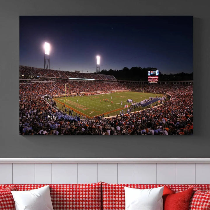 The Virginia Cavaliers Football Team Print - Charlottesville Scott Stadium Wall Art Canvas Print features a gallery-quality finish.