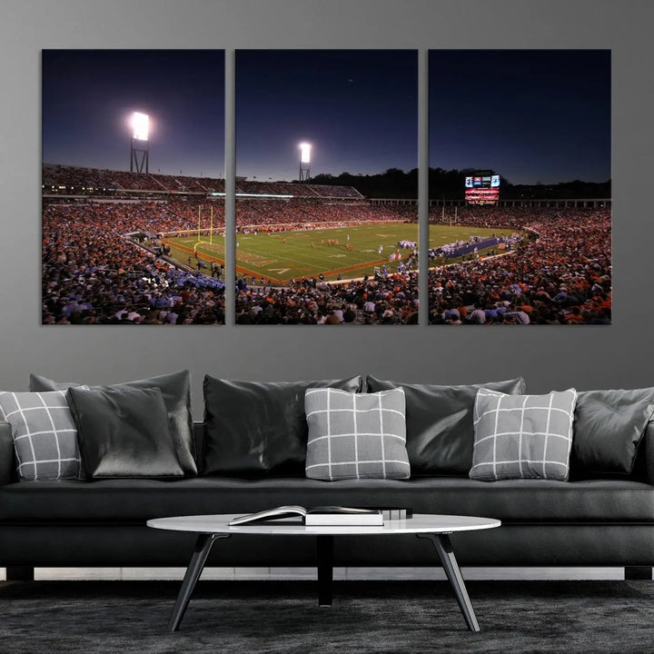 The Virginia Cavaliers Football Team Print - Charlottesville Scott Stadium Wall Art Canvas Print features a gallery-quality finish.