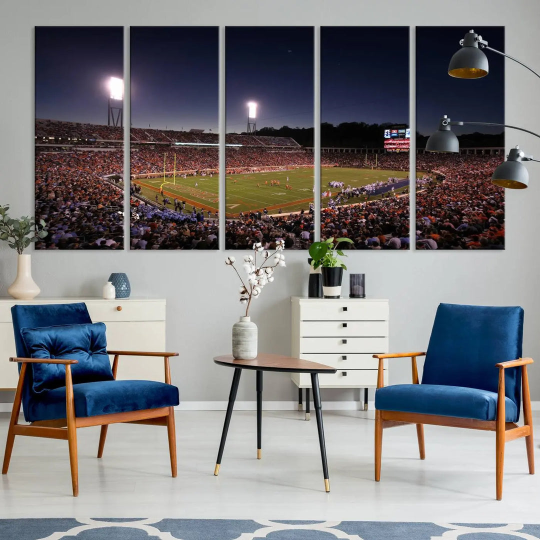 The Virginia Cavaliers Football Team Print - Charlottesville Scott Stadium Wall Art Canvas Print features a gallery-quality finish.