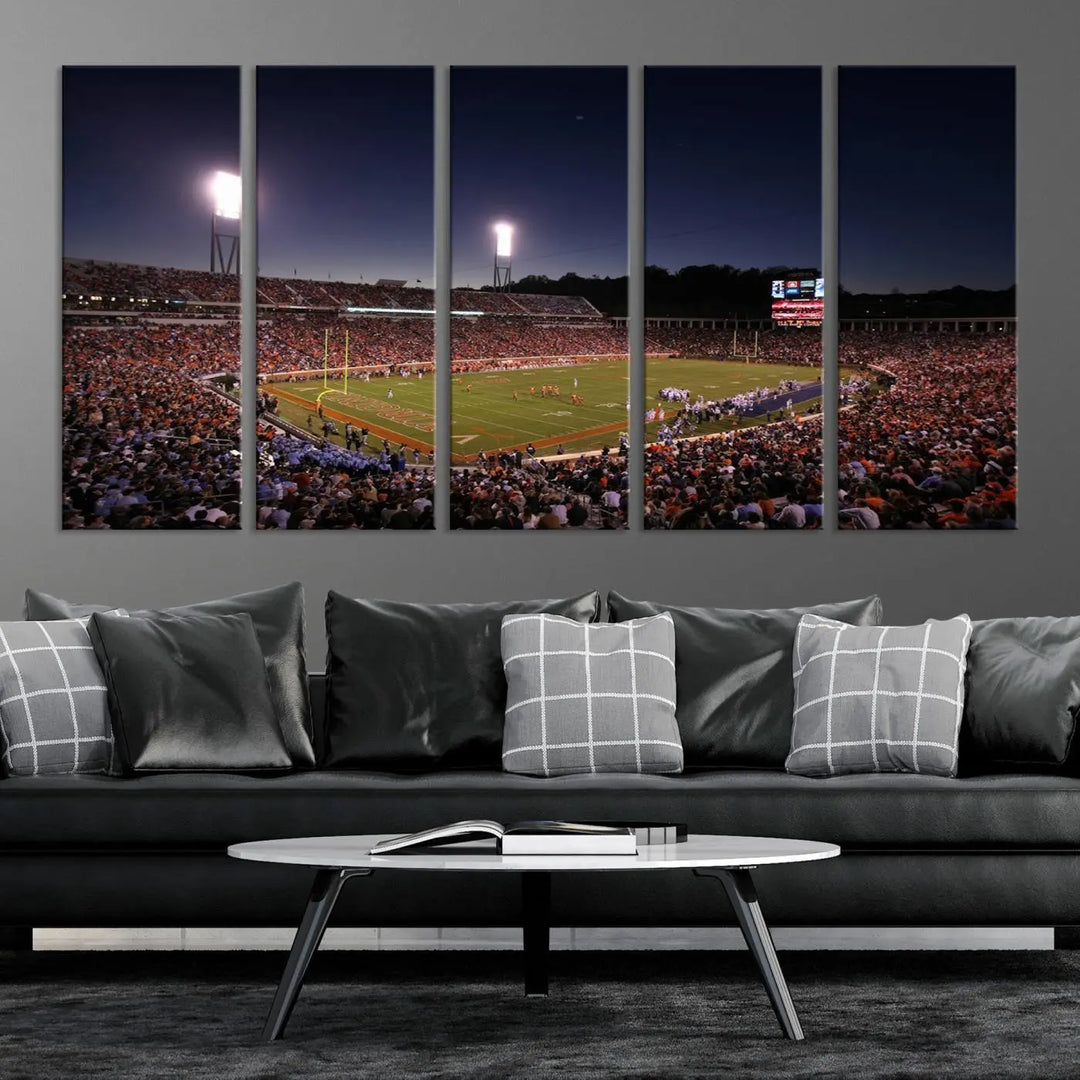 The Virginia Cavaliers Football Team Print - Charlottesville Scott Stadium Wall Art Canvas Print features a gallery-quality finish.