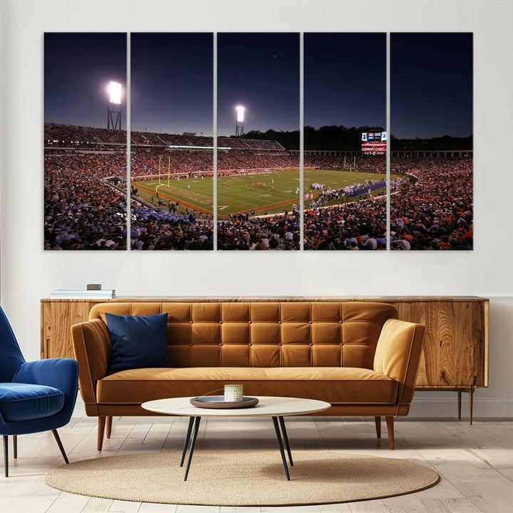 The Virginia Cavaliers Football Team Print - Charlottesville Scott Stadium Wall Art Canvas Print features a gallery-quality finish.