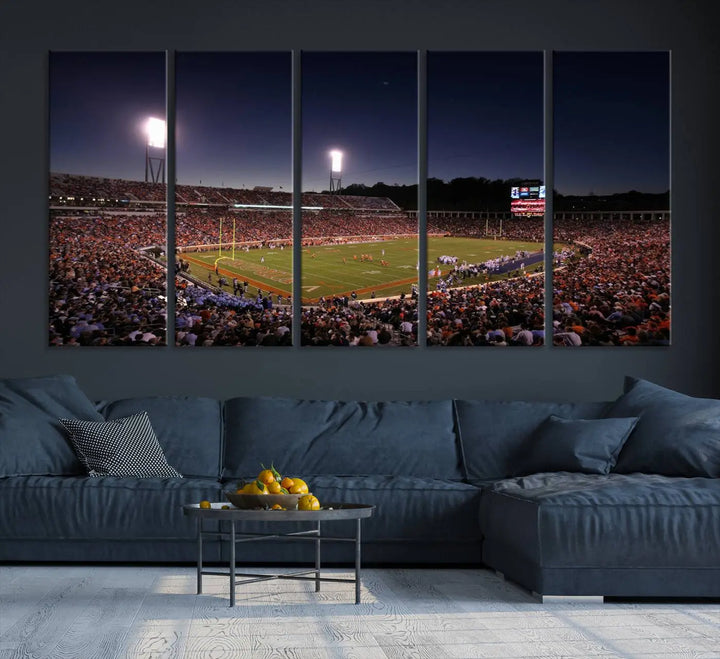 The Virginia Cavaliers Football Team Print - Charlottesville Scott Stadium Wall Art Canvas Print features a gallery-quality finish.