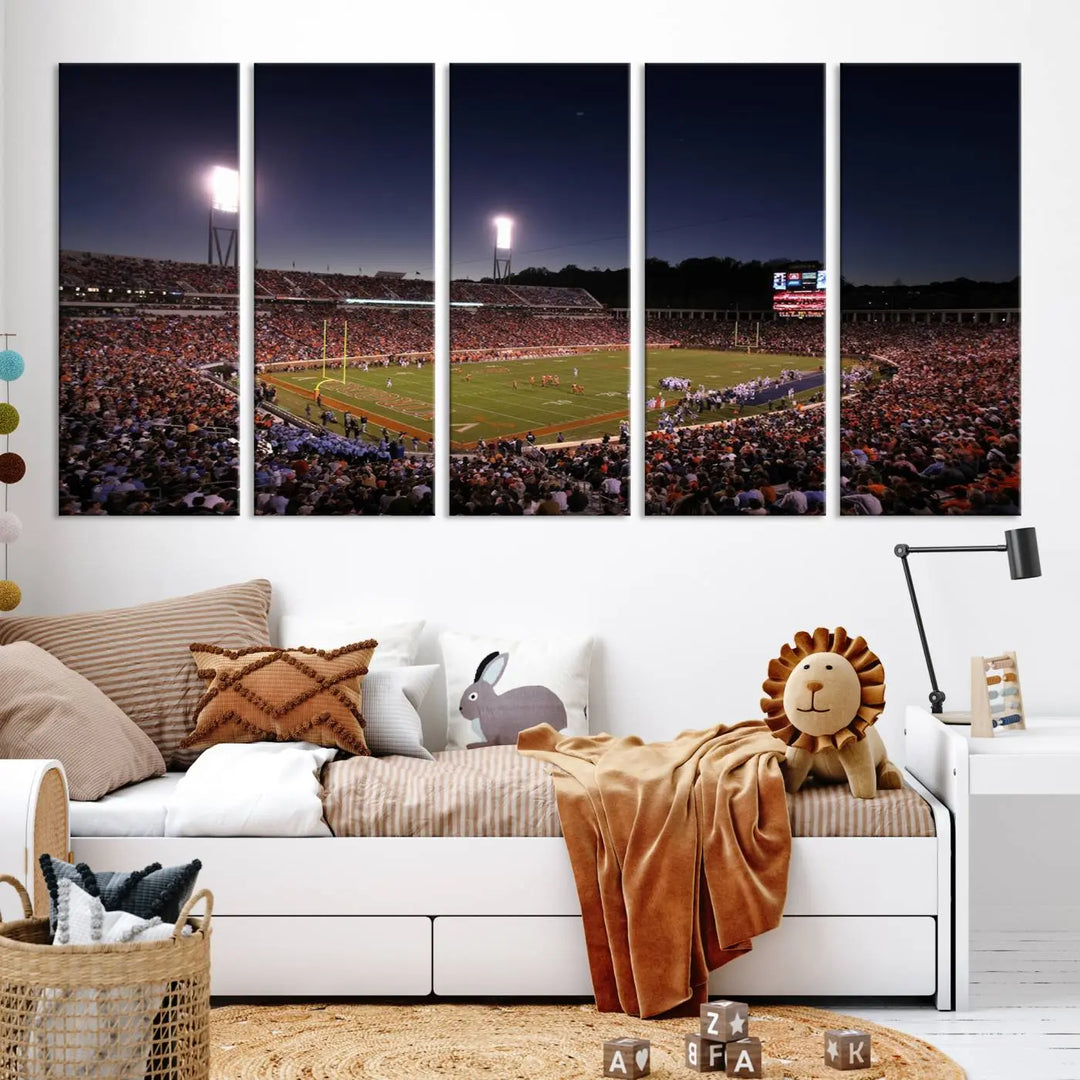 The Virginia Cavaliers Football Team Print - Charlottesville Scott Stadium Wall Art Canvas Print features a gallery-quality finish.