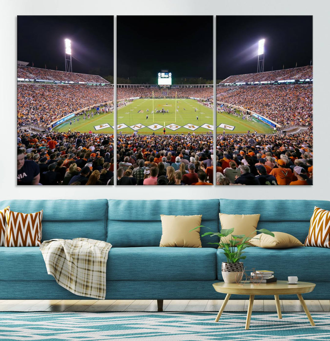 Virginia Cavaliers Football Team Print - Charlottesville Scott Stadium Wall Art Canvas Print