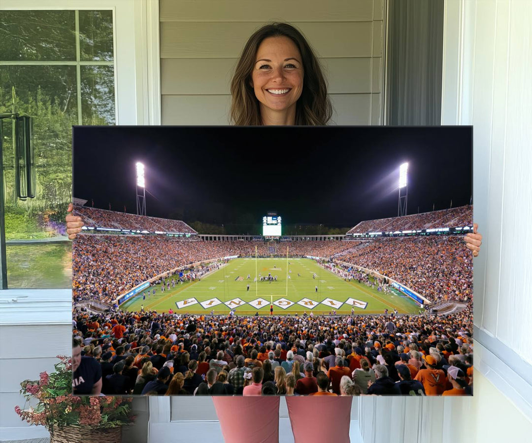 Virginia Cavaliers Football Team Print - Charlottesville Scott Stadium Wall Art Canvas Print