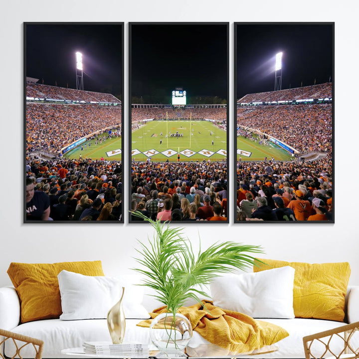 98441-MGV-FC-48X32-3P_Black-Virginia Cavaliers Football Team Print - Charlottesville Scott Stadium Wall Art Canvas Print