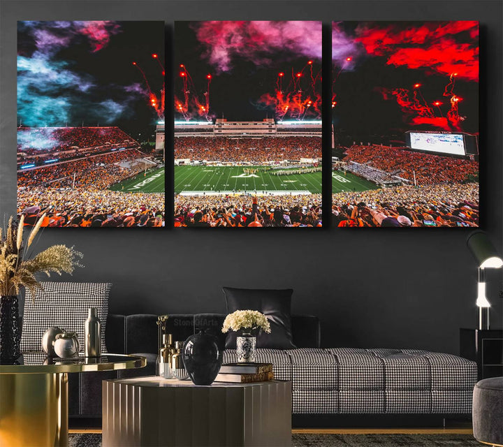 Virginia Tech Hokies Football Team Print - Blacksburg Lane Stadium Wall Art Canvas Print