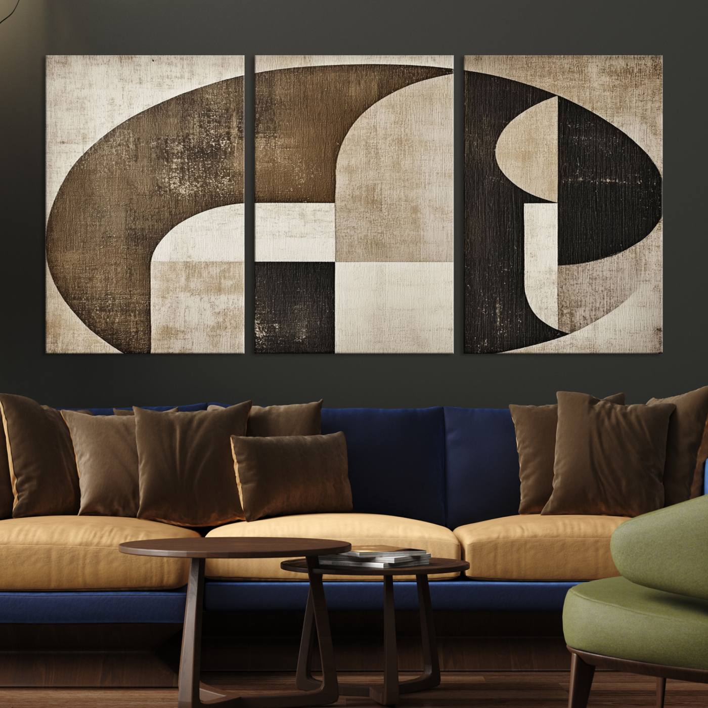 44796-MGV-CV-36X24-Wabi Sabi Abstract Wall Art | Geometric Modern Minimalist Canvas Print with Neutral Mid Century Art