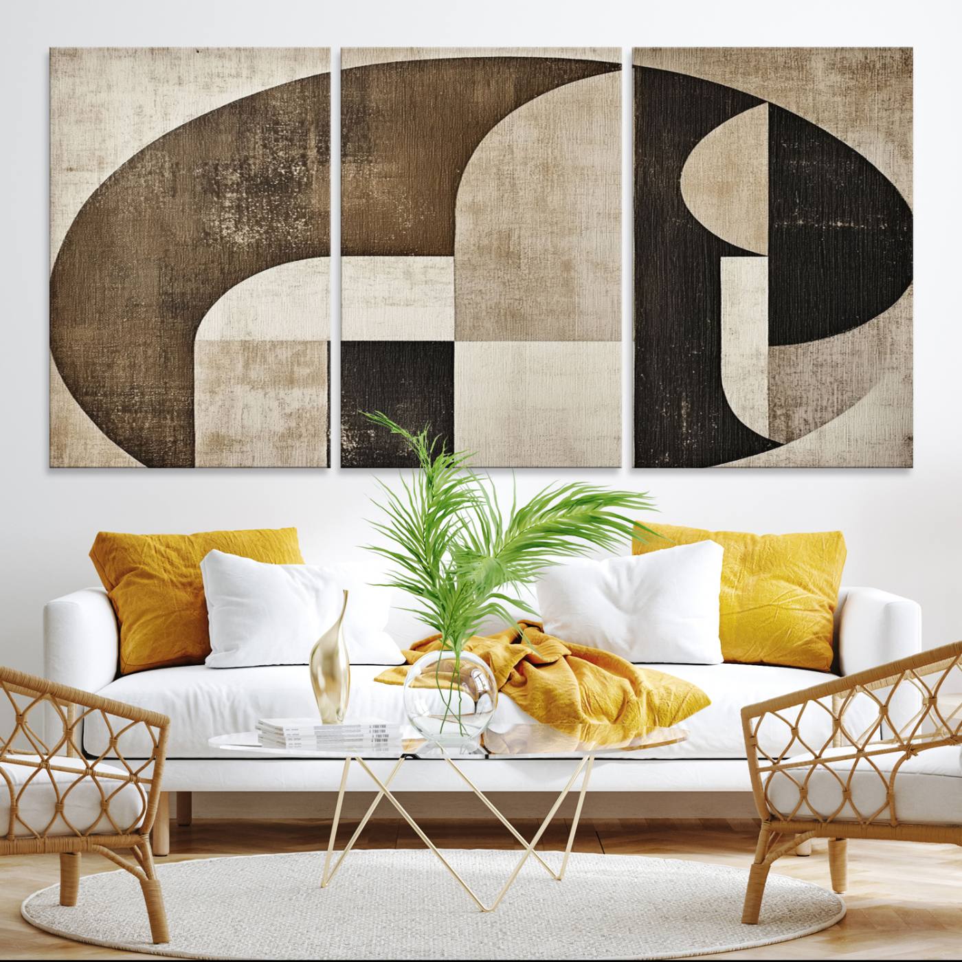 44796-MGV-CV-36X24-Wabi Sabi Abstract Wall Art | Geometric Modern Minimalist Canvas Print with Neutral Mid Century Art