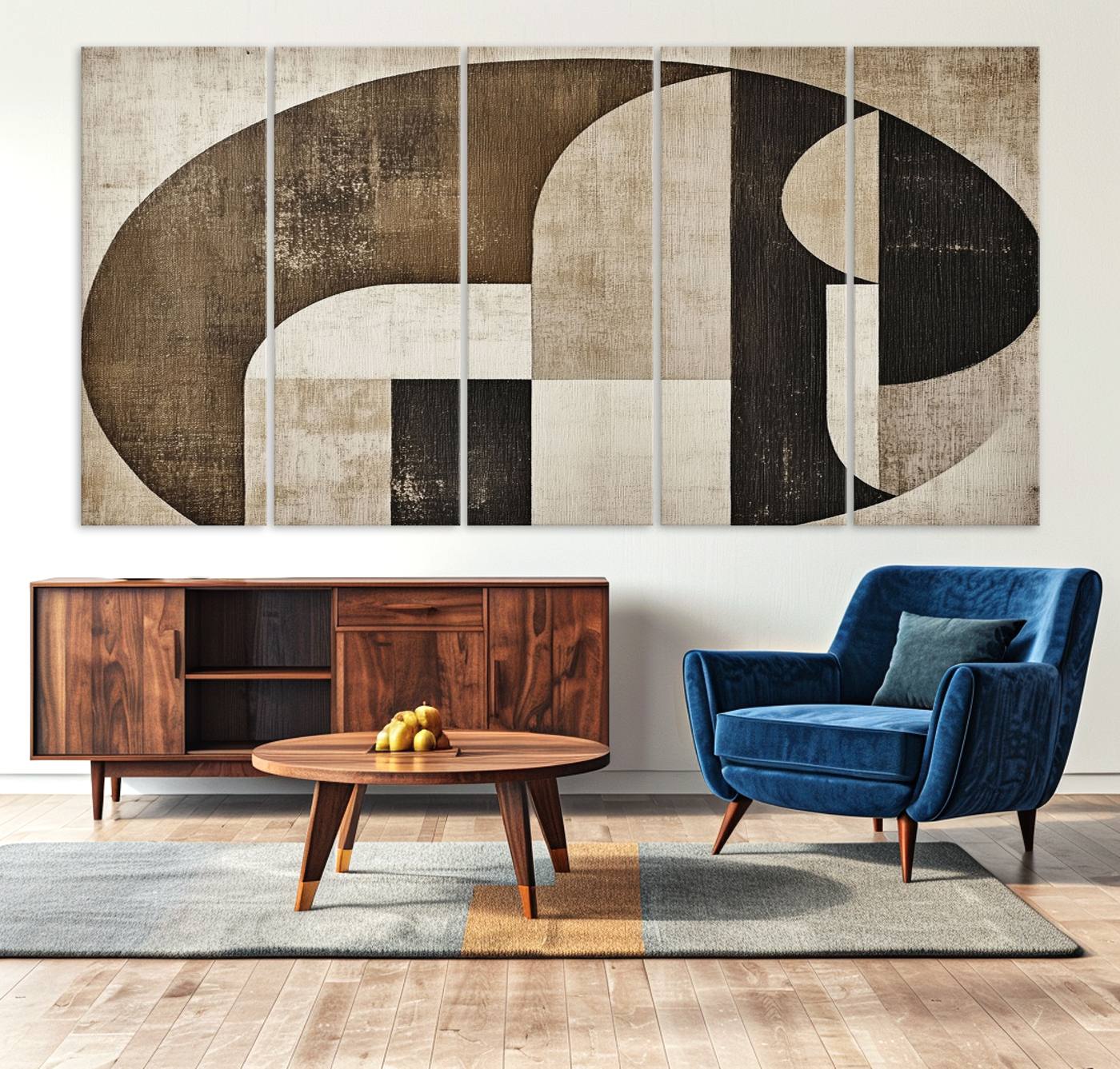 44796-MGV-CV-36X24-Wabi Sabi Abstract Wall Art | Geometric Modern Minimalist Canvas Print with Neutral Mid Century Art