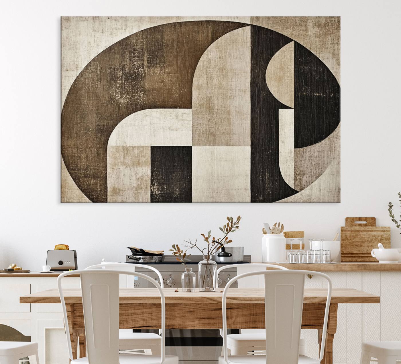 44796-MGV-CV-36X24-Wabi Sabi Abstract Wall Art | Geometric Modern Minimalist Canvas Print with Neutral Mid Century Art