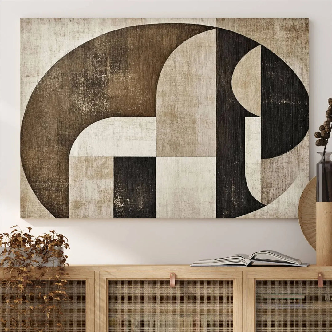 The Wabi Sabi Abstract Wall Art is a geometric modern minimalist canvas print showcasing neutral mid-century art designs.