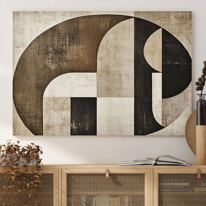 The Wabi Sabi Abstract Wall Art is a geometric modern minimalist canvas print showcasing neutral mid-century art designs.