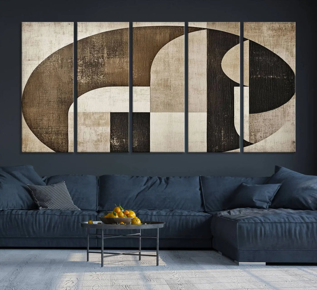 The Wabi Sabi Abstract Wall Art is a geometric modern minimalist canvas print showcasing neutral mid-century art designs.