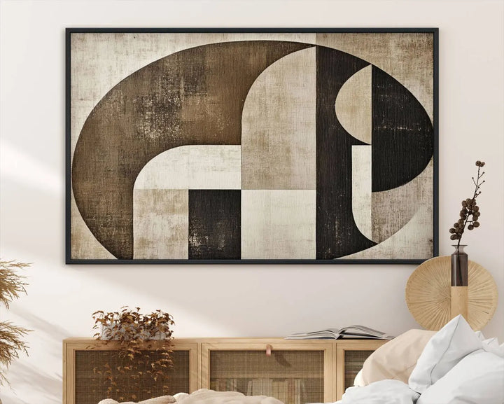 The Wabi Sabi Abstract Wall Art is a geometric modern minimalist canvas print showcasing neutral mid-century art designs.