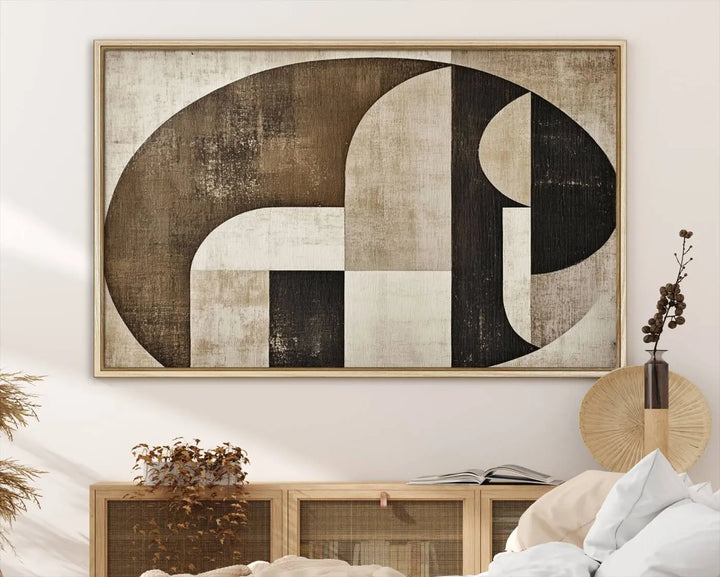 The Wabi Sabi Abstract Wall Art is a geometric modern minimalist canvas print showcasing neutral mid-century art designs.