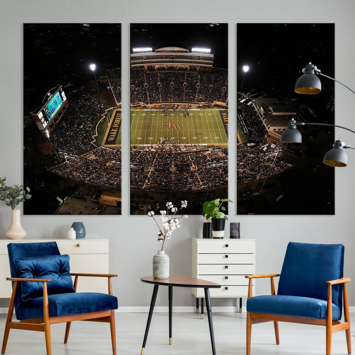Wake Forest University Demon Deacons Canvas Printi, Football Team Print - Winston-Salem Allegacy Federal Credit Union Stadium Wall Art