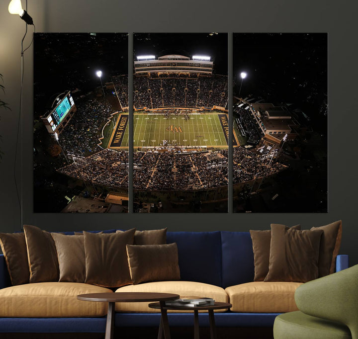Wake Forest University Demon Deacons Canvas Printi, Football Team Print - Winston-Salem Allegacy Federal Credit Union Stadium Wall Art