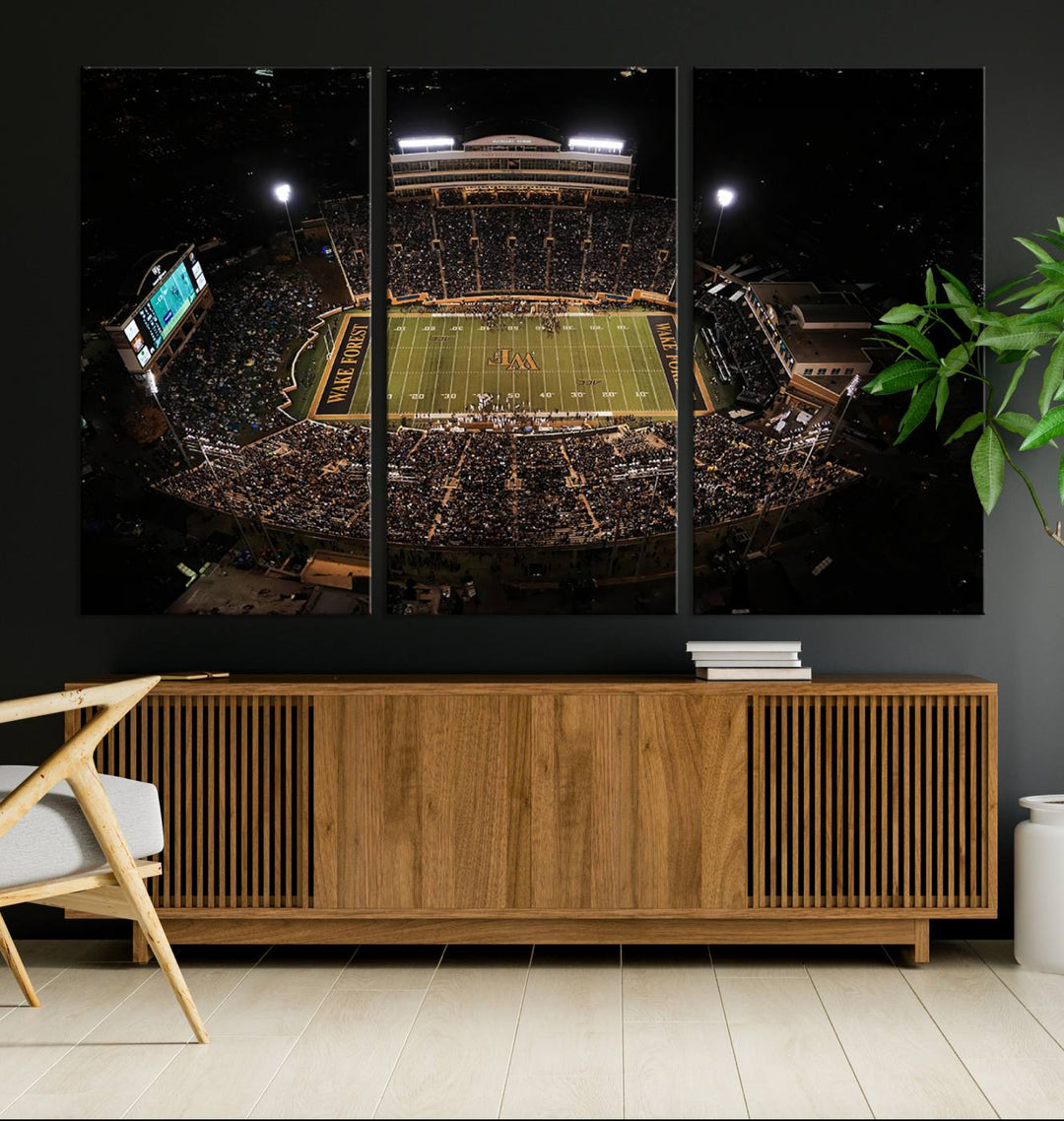 Wake Forest University Demon Deacons Canvas Printi, Football Team Print - Winston-Salem Allegacy Federal Credit Union Stadium Wall Art