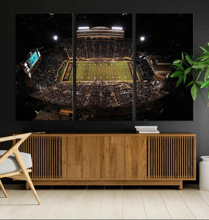 Wake Forest University Demon Deacons Canvas Printi, Football Team Print - Winston-Salem Allegacy Federal Credit Union Stadium Wall Art