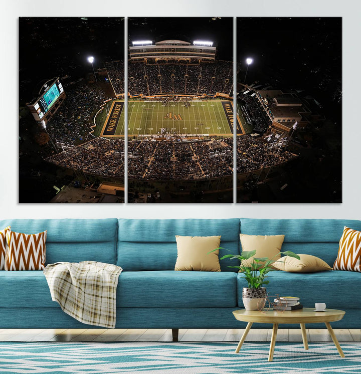 Wake Forest University Demon Deacons Canvas Printi, Football Team Print - Winston-Salem Allegacy Federal Credit Union Stadium Wall Art