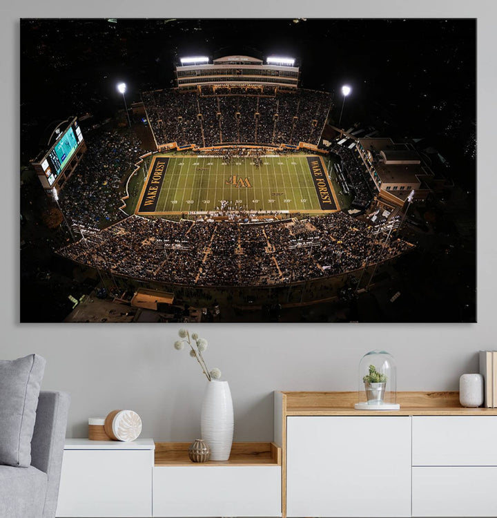 Wake Forest University Demon Deacons Canvas Printi, Football Team Print - Winston-Salem Allegacy Federal Credit Union Stadium Wall Art