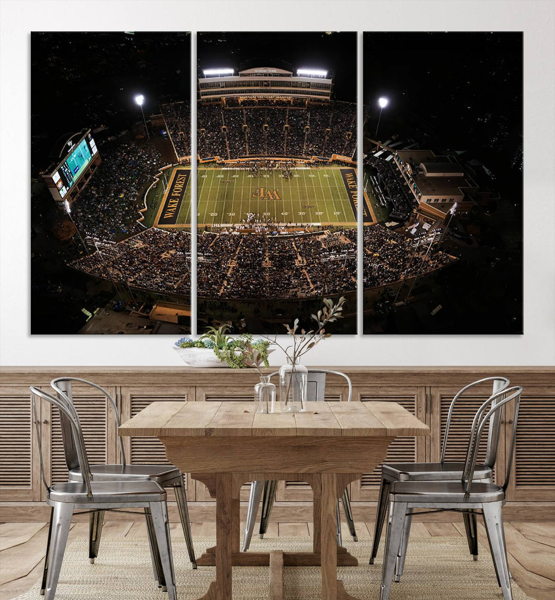 Wake Forest University Demon Deacons Canvas Printi, Football Team Print - Winston-Salem Allegacy Federal Credit Union Stadium Wall Art