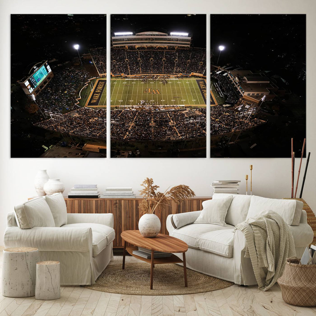 Wake Forest University Demon Deacons Canvas Printi, Football Team Print - Winston-Salem Allegacy Federal Credit Union Stadium Wall Art