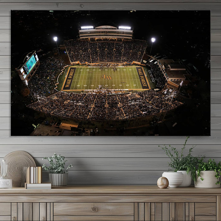 Wake Forest University Demon Deacons Canvas Printi, Football Team Print - Winston-Salem Allegacy Federal Credit Union Stadium Wall Art