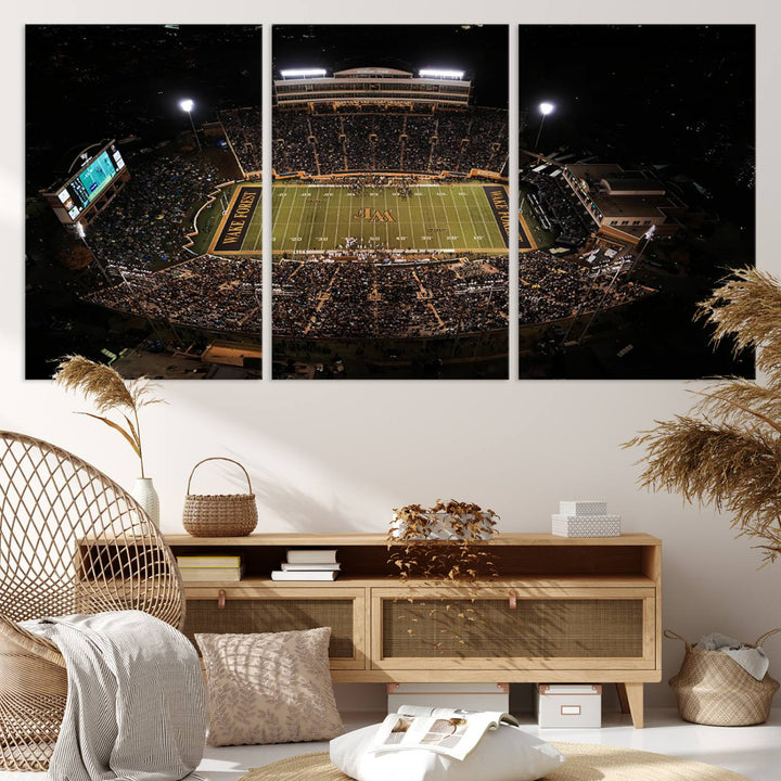 20605-MGV-CV-36X24-Wake Forest University Demon Deacons Canvas Printi, Football Team Print - Winston-Salem Allegacy Federal Credit Union Stadium Wall Art