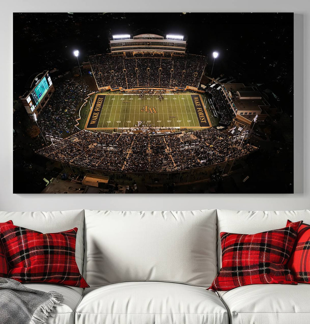 Wake Forest University Demon Deacons Canvas Printi, Football Team Print - Winston-Salem Allegacy Federal Credit Union Stadium Wall Art