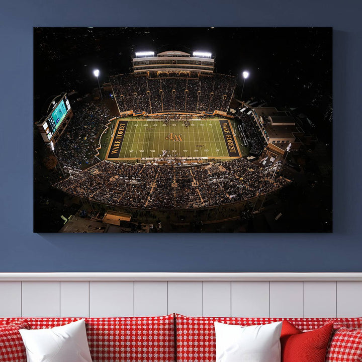 Wake Forest University Demon Deacons Canvas Printi, Football Team Print - Winston-Salem Allegacy Federal Credit Union Stadium Wall Art