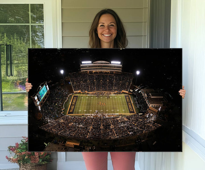 Wake Forest University Demon Deacons Canvas Printi, Football Team Print - Winston-Salem Allegacy Federal Credit Union Stadium Wall Art