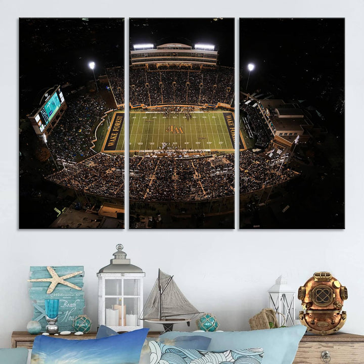 Wake Forest University Demon Deacons Canvas Printi, Football Team Print - Winston-Salem Allegacy Federal Credit Union Stadium Wall Art