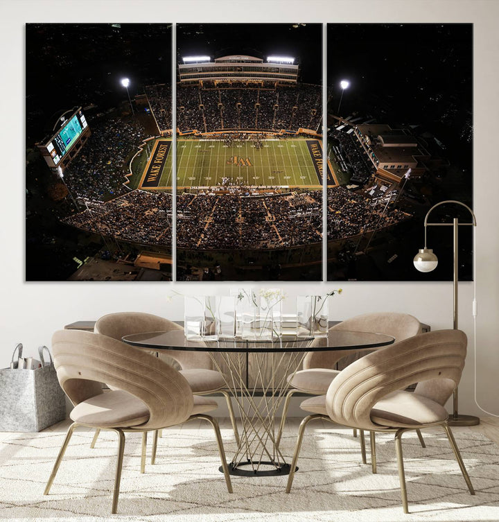 Wake Forest University Demon Deacons Canvas Printi, Football Team Print - Winston-Salem Allegacy Federal Credit Union Stadium Wall Art