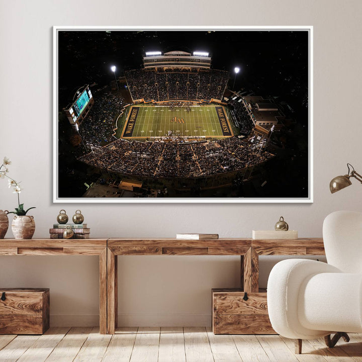 20605-MGV-FC-36X24_White-Wake Forest University Demon Deacons Canvas Printi, Football Team Print - Winston-Salem Allegacy Federal Credit Union Stadium Wall Art