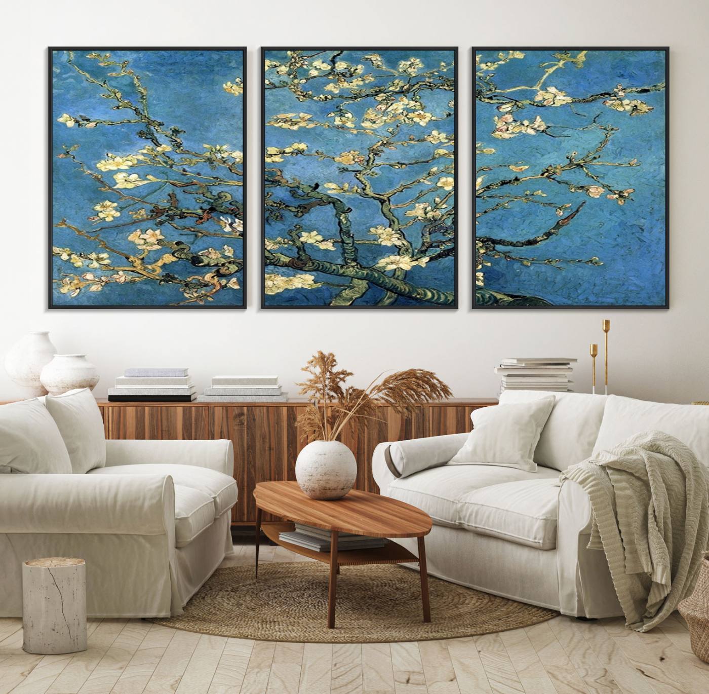 94991-MGV-FC-60X30-3P_Black-Wall Art Almond Blossom by Van Gogh Canvas Print