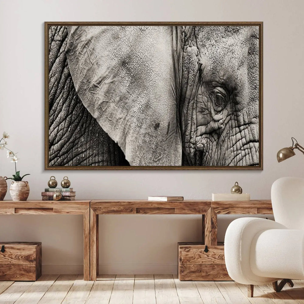 The Elephant with Big Ivories UV-protective canvas adorns the kitchen.