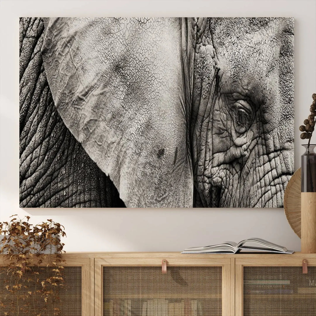 The Elephant with Big Ivories UV-protective canvas adorns the kitchen.