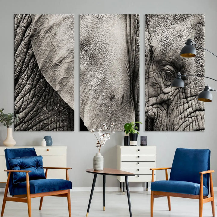 The Elephant with Big Ivories UV-protective canvas adorns the kitchen.