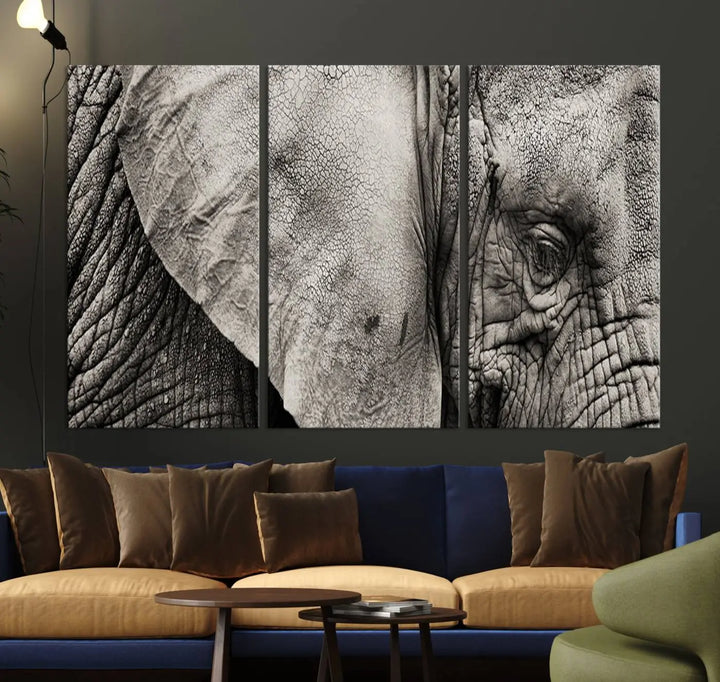 The Elephant with Big Ivories UV-protective canvas adorns the kitchen.